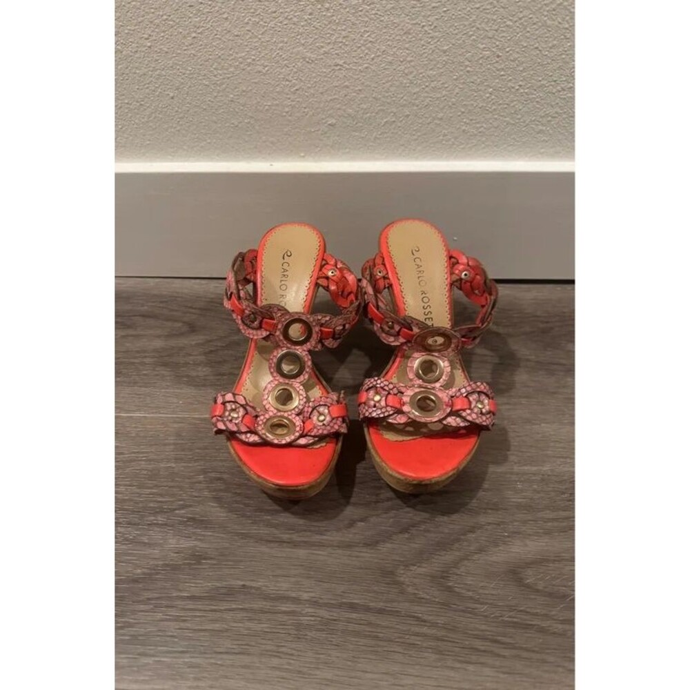 Carlo Rossetti Coral Braided Wedge Sandals Women’s 6.5 Boho Y2K Grommet Wedges